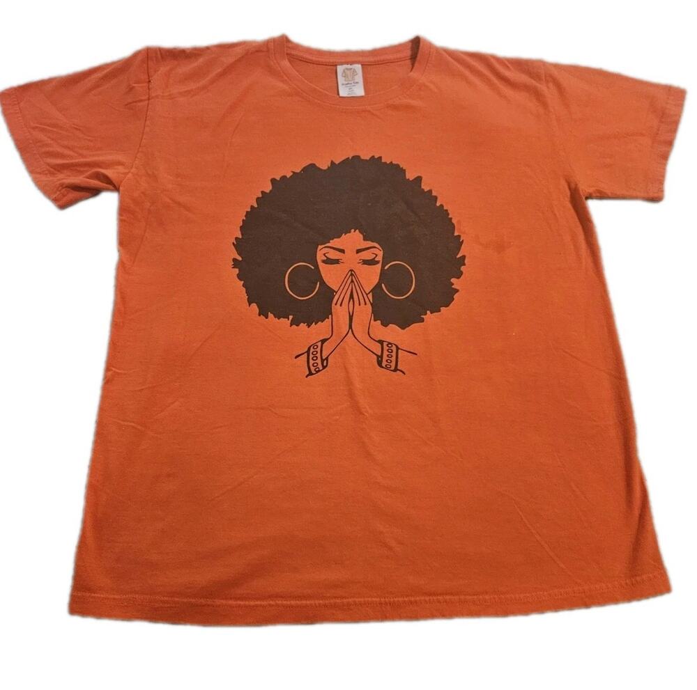 Graphic Arts T-shirt Women's Afro-American Size XL Orange and Black